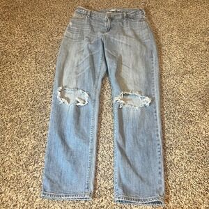 Old Navy Boyfriend Jeans Distressed Light Wash Mid Rise Women Size 10